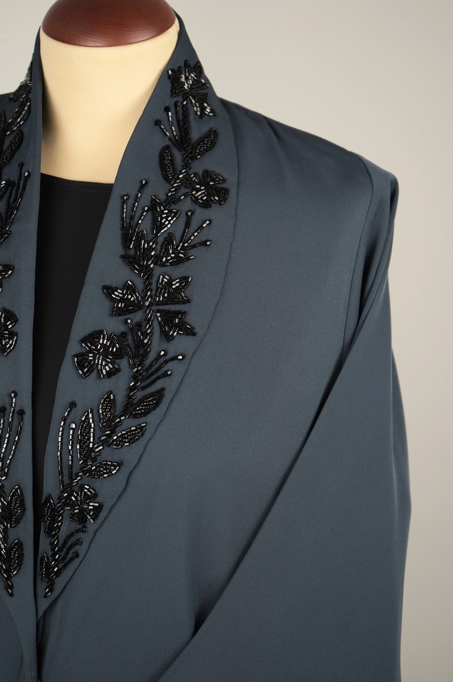 Slate Blue Shak Blazer Abaya Model 2026-A0074