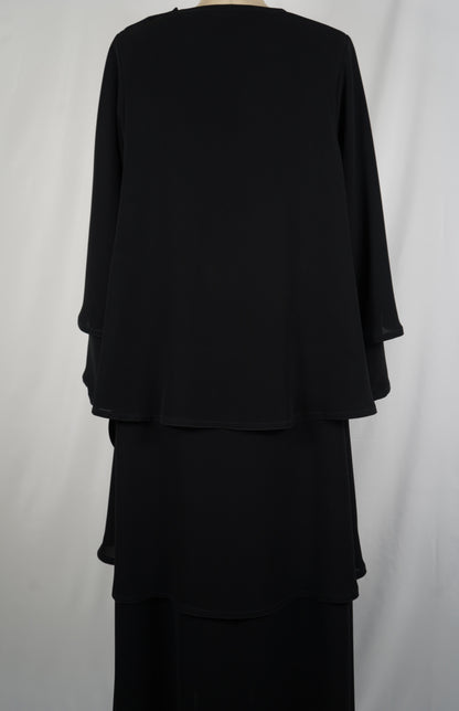 3-Layers  Premium Black Abaya