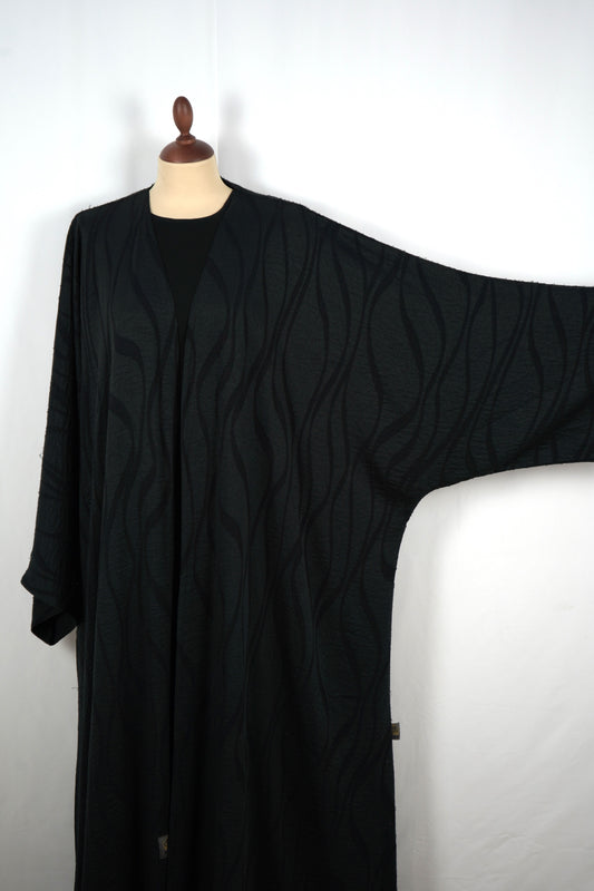 Abaya Silk wavy pattern 2025-A001