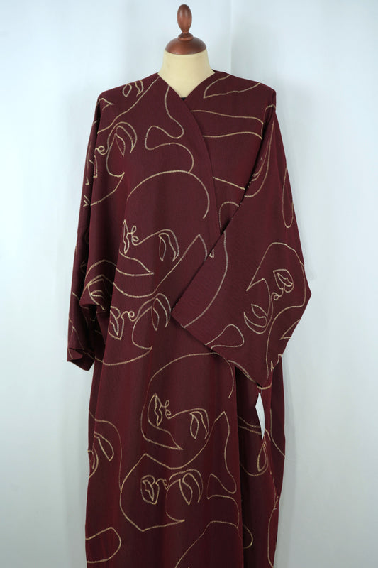 Sketch Abaya burgundy New Model 2025-A005