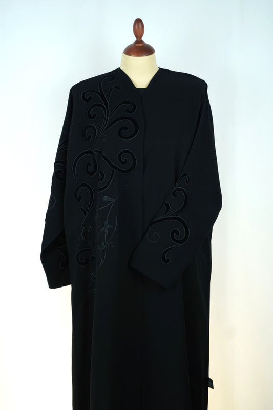 Abaya Velvet Art Black Model 2026-A0022