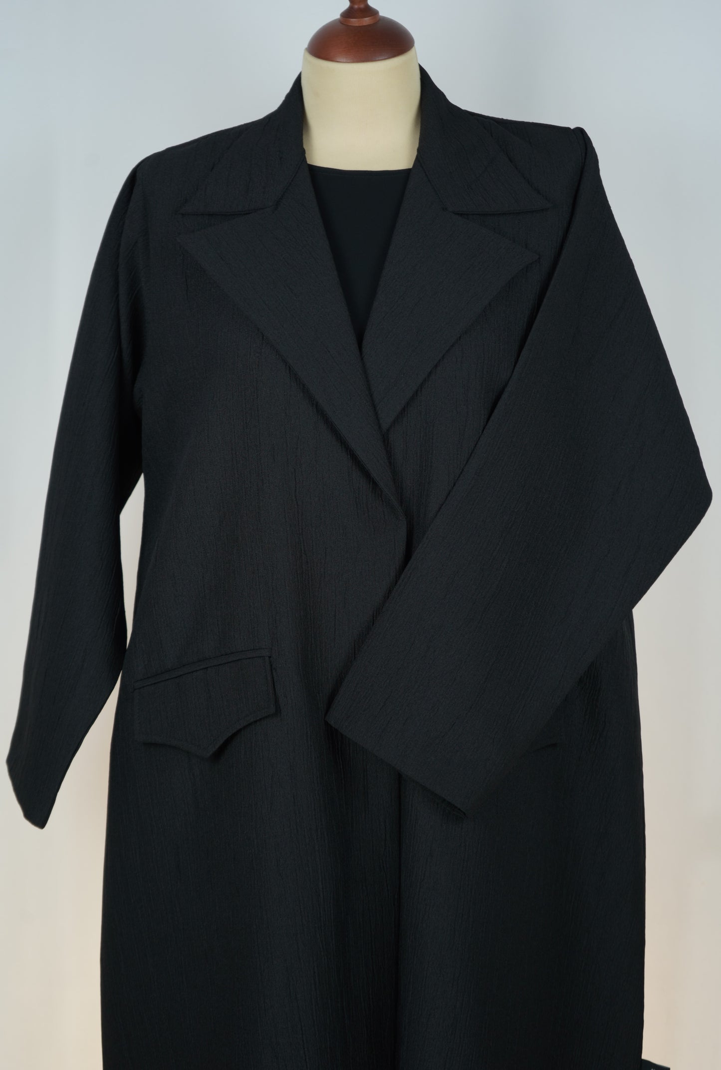 Abaya Blazer Half Satin Black Model 2026-A0026