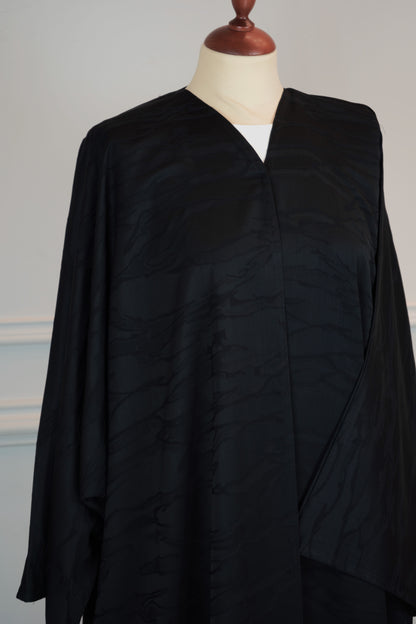 Silk Shadow Abaya Black Model 2026-A0036