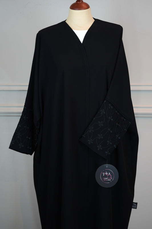 HAIBA Abaya Black Tatreez Model 2026-A0042