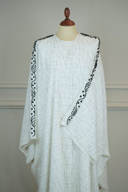 Angel White Shak Abaya Model 2026-A0043