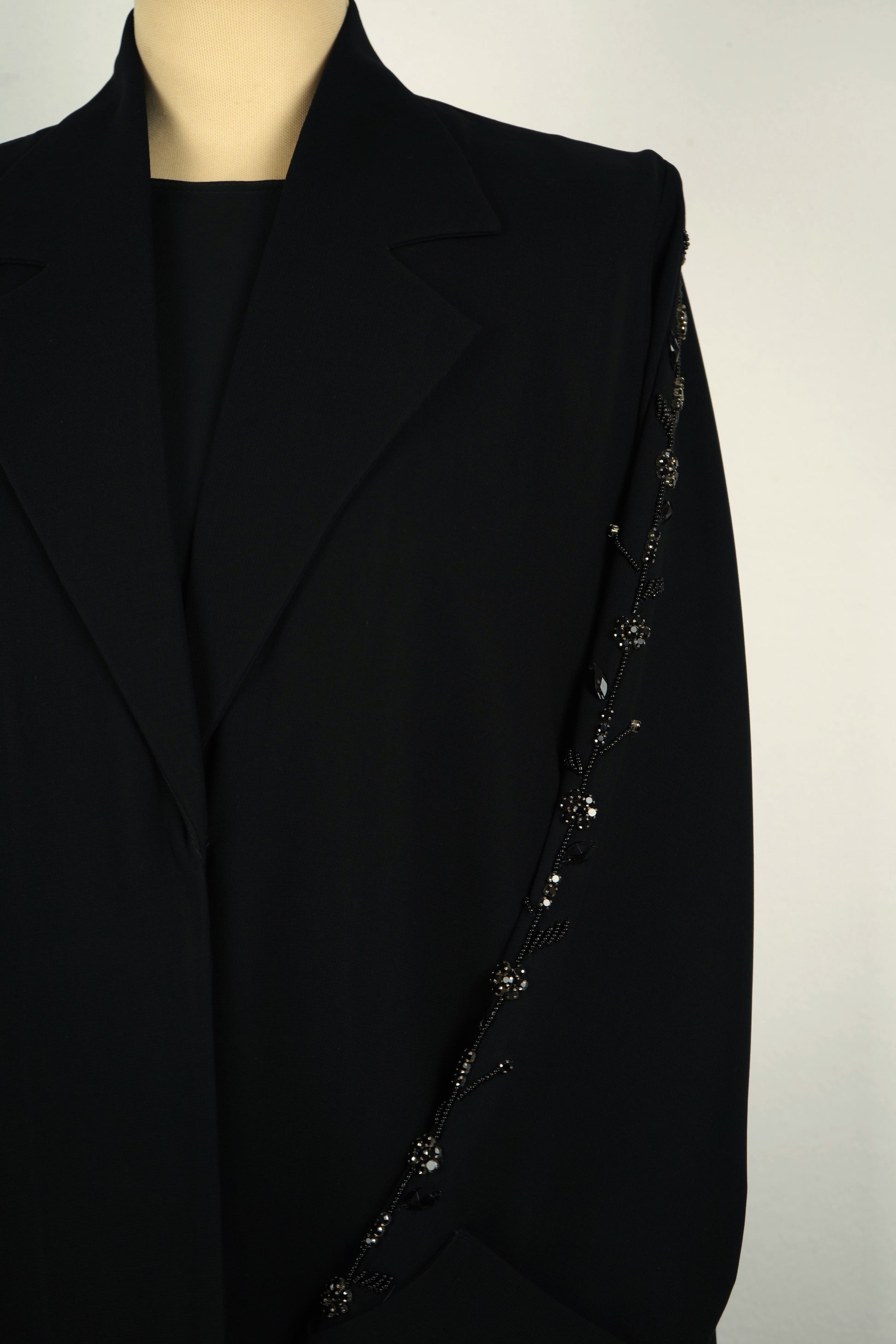 Black blazer Premium Black Coba Fabric Crystal Embroidery 