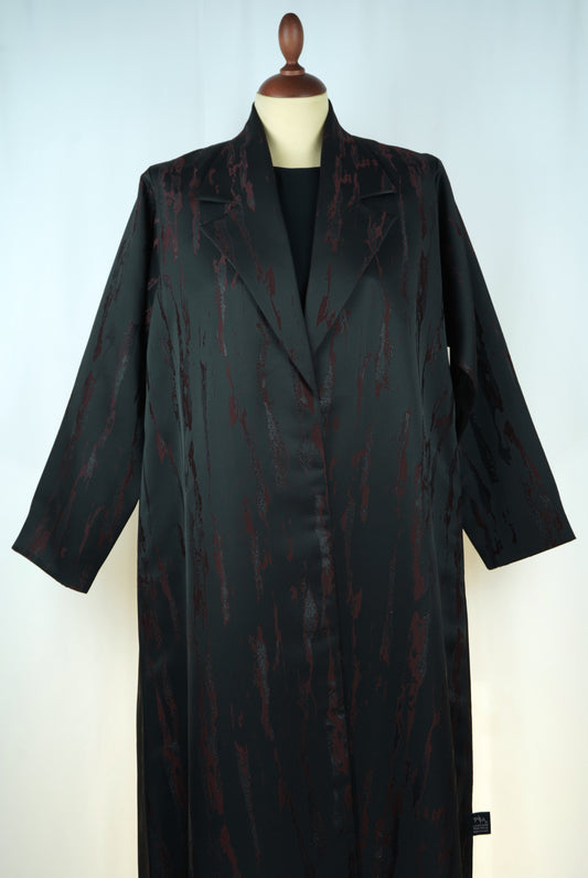 Jacquard Burgundy Blazer Abaya Model 2026-A0055