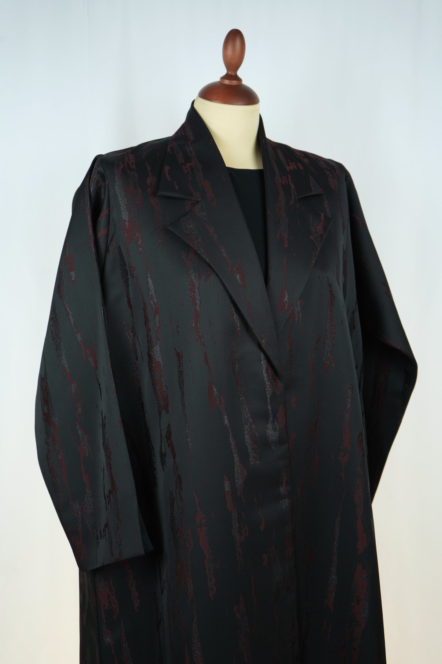Jacquard Burgundy Blazer Abaya Model 2026-A0055