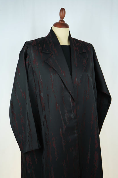 Jacquard Burgundy Blazer Abaya Model 2026-A0055