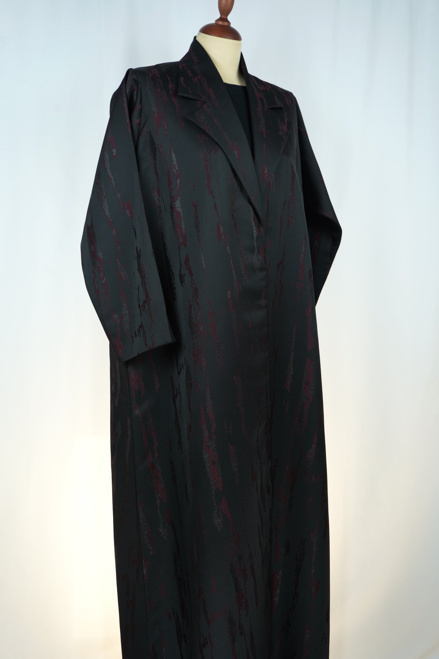 Jacquard Burgundy Blazer Abaya Model 2026-A0055