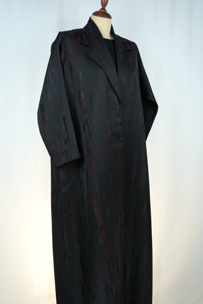 Jacquard Burgundy Blazer Abaya Model 2026-A0055