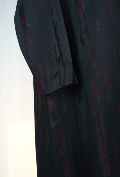 Jacquard Burgundy Blazer Abaya Model 2026-A0055