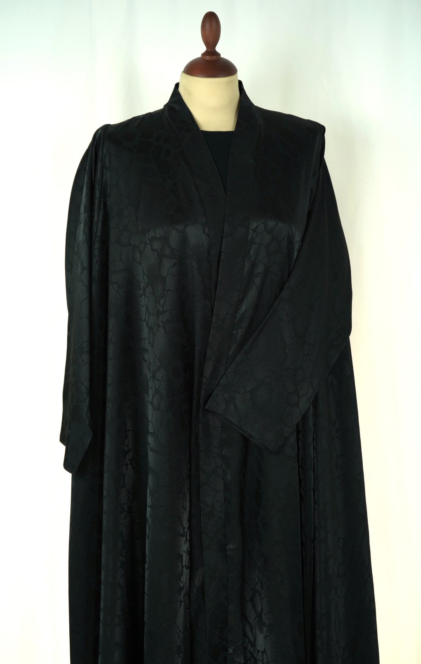 Black silky Mushajjar Triple cloche Abaya Model 2026-A0059
