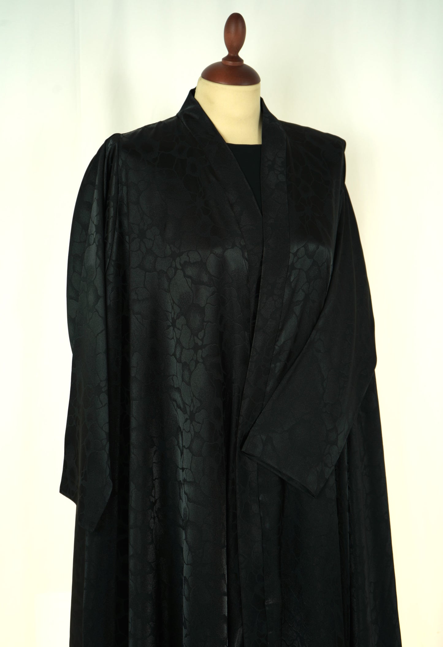 Black silky Mushajjar Triple cloche Abaya Model 2026-A0059