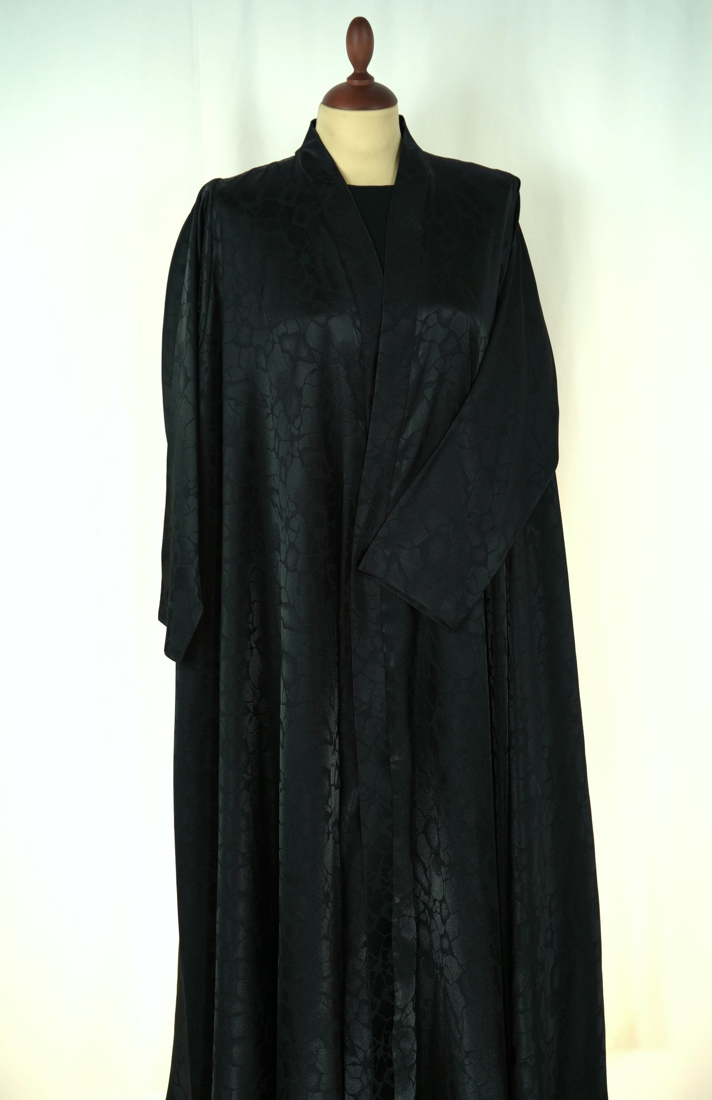 Black silky Mushajjar Triple cloche Abaya Model 2026-A0059