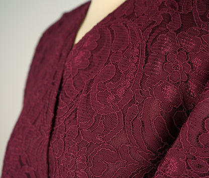 Classic Burgundy Dantel Abaya Model 2026-A0064