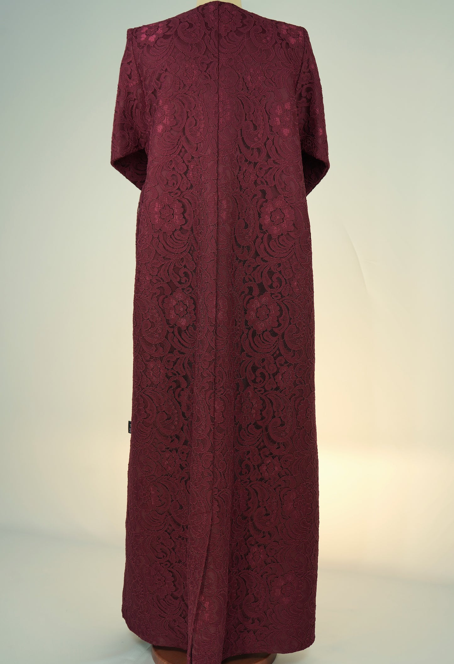 Classic Burgundy Dantel Abaya Model 2026-A0064