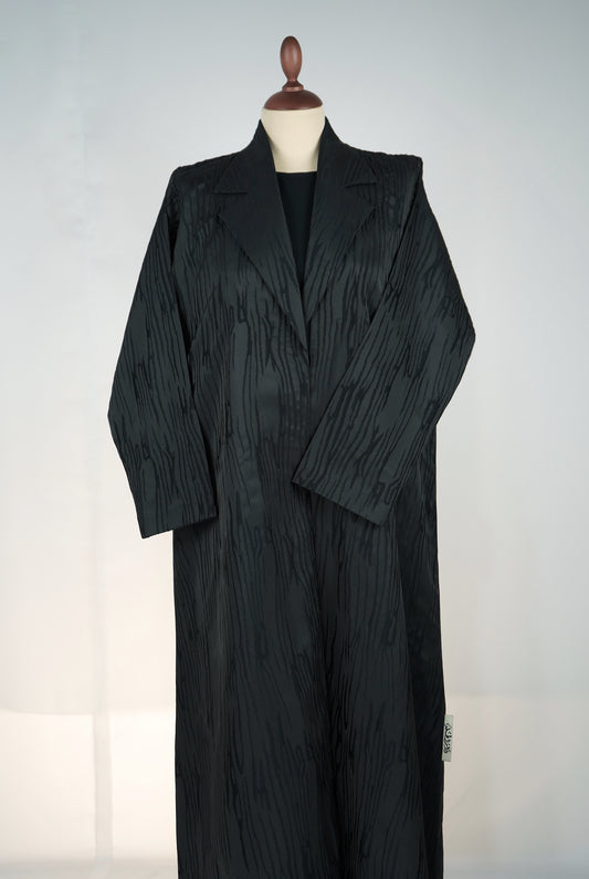 Black Line Jacquard Abaya Model 2026-A0071