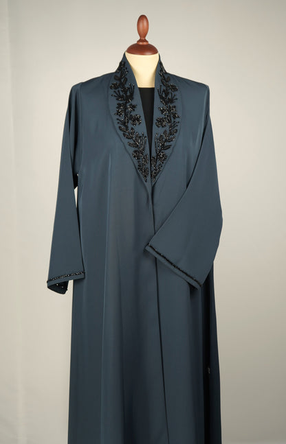Slate Blue Shak Blazer Abaya Model 2026-A0074