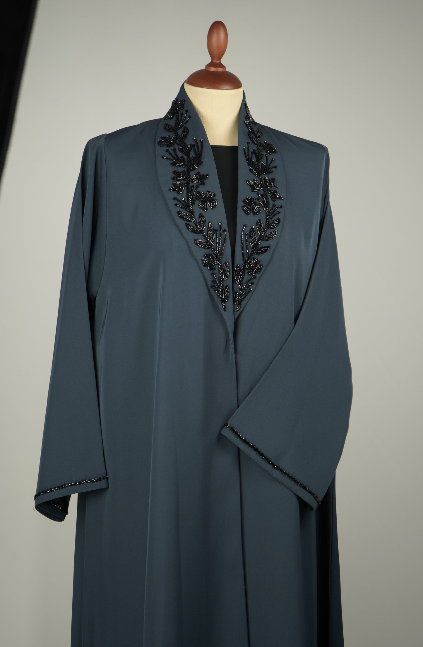 Slate Blue Shak Blazer Abaya Model 2026-A0074