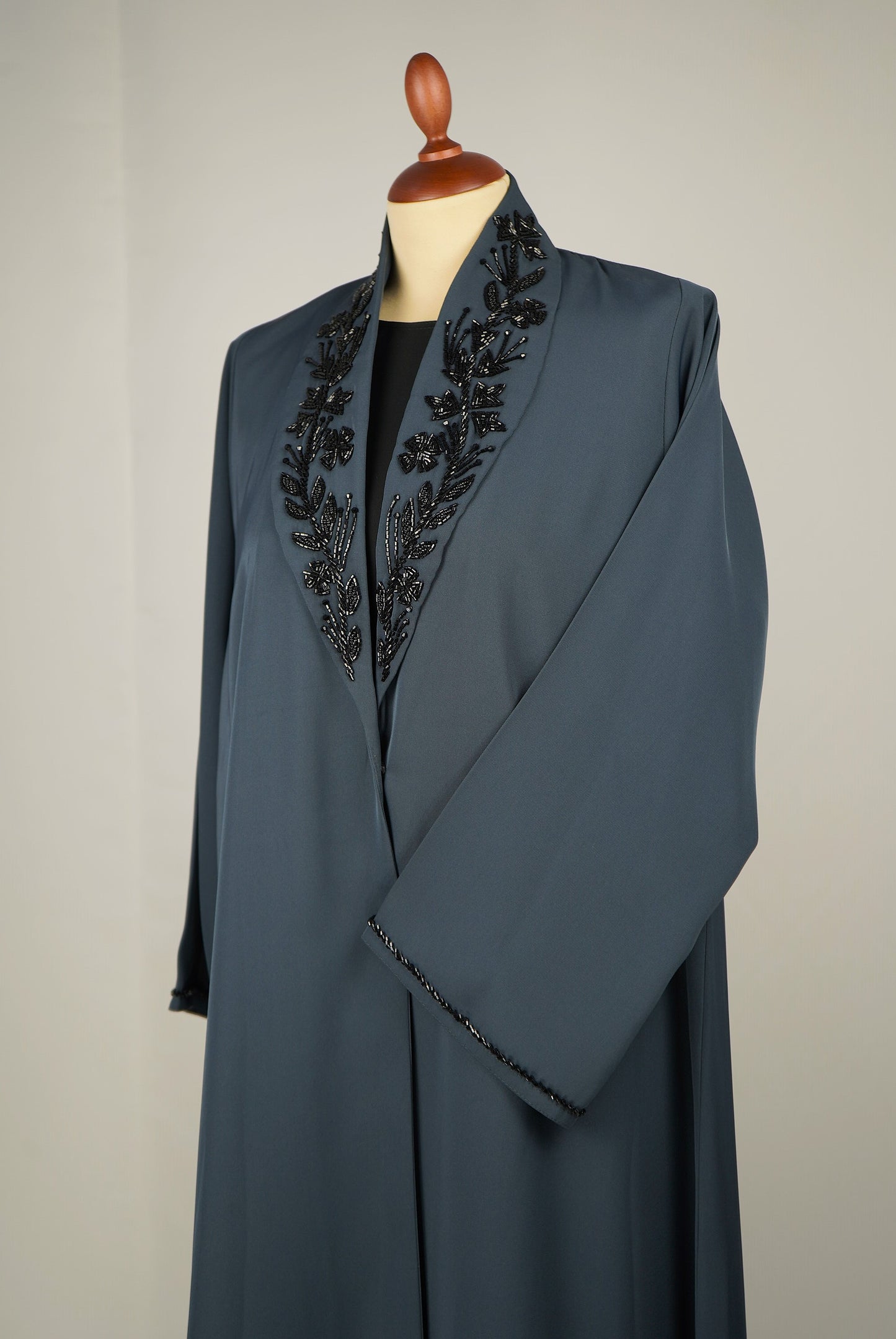 Slate Blue Shak Blazer Abaya Model 2026-A0074