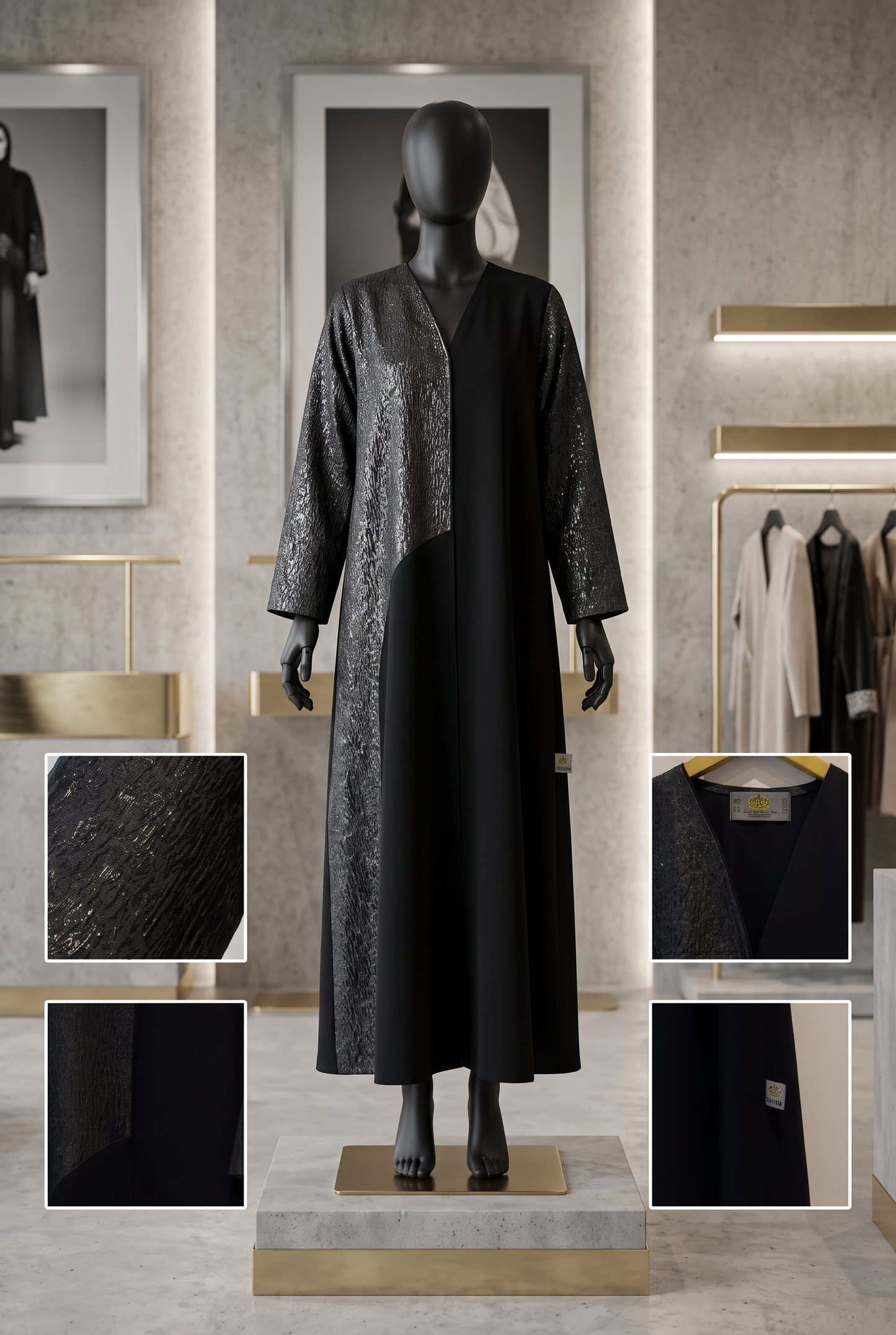 Curved Panel A-Line Abaya 2026-A0083