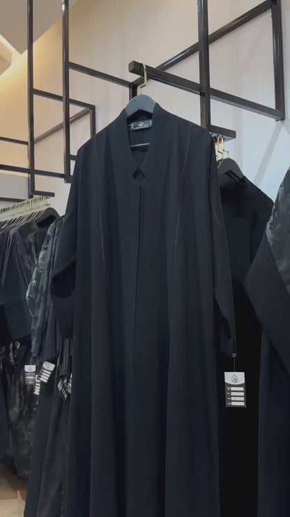 عباية تطريز سلسال أسود موديل 2026-A0011