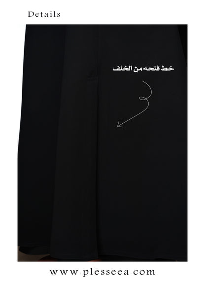 Leaf Line Tatreez Abaya Black Model 2026-A0048